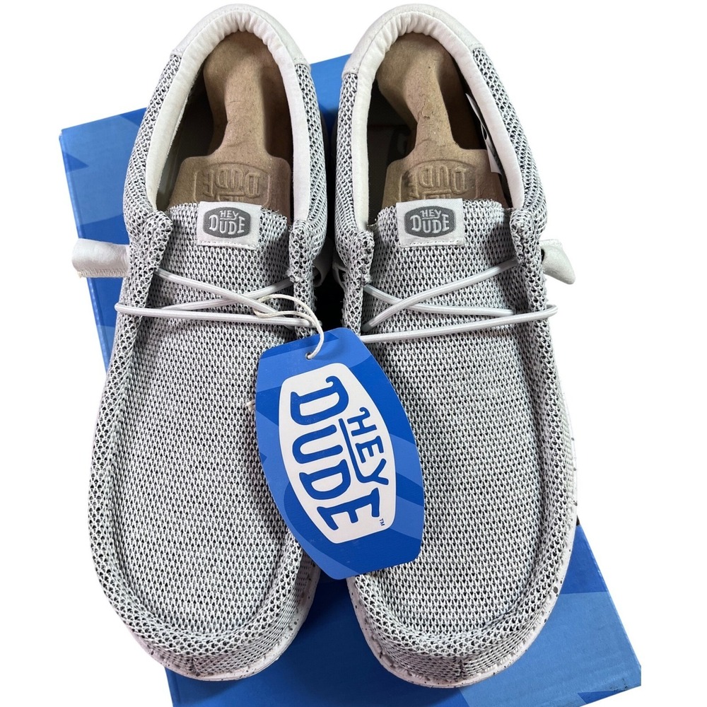 NEW Hey Dude Size 8 Wally Sox Stone White Grey Mens Slip On Loafers 40019-1KA W6